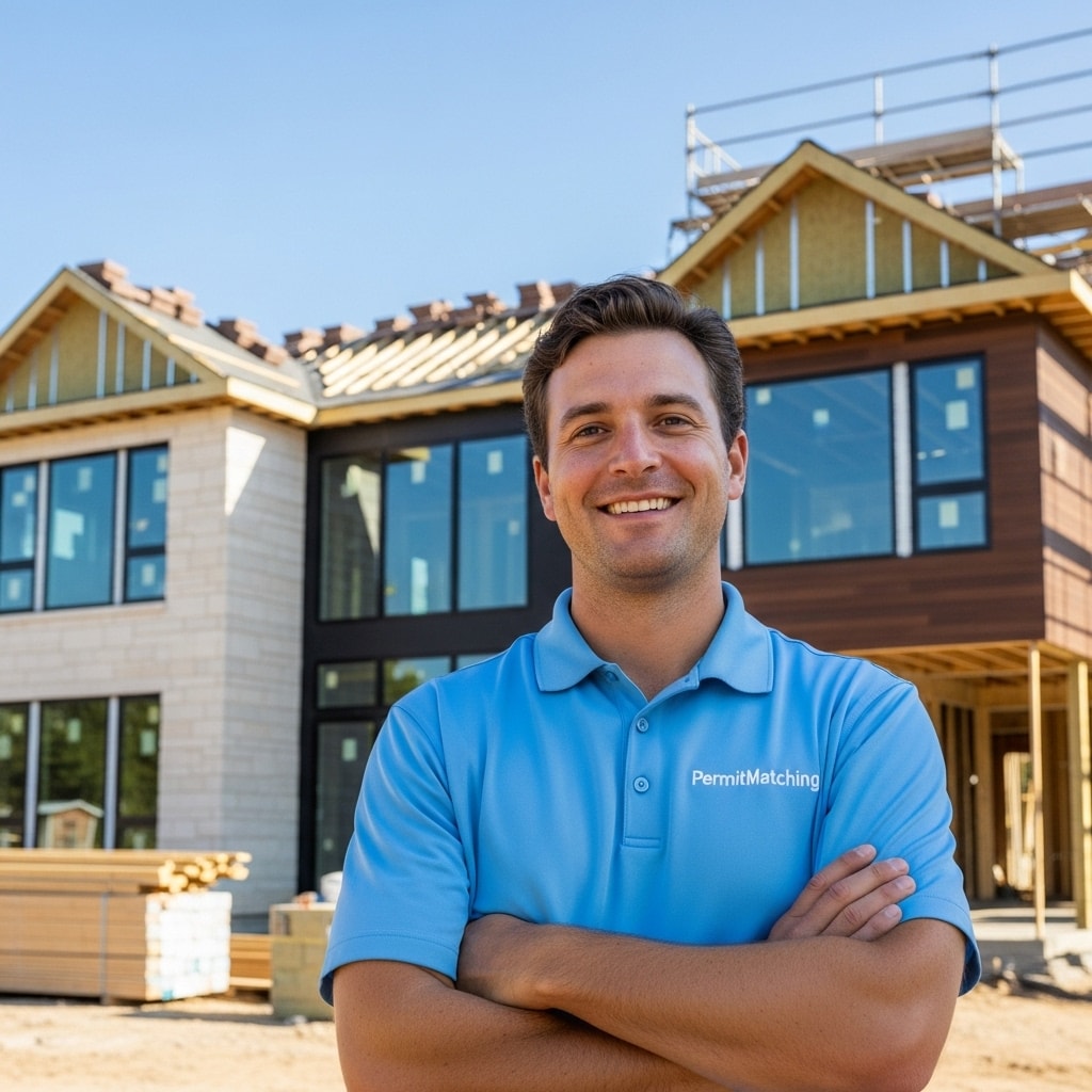 PermitMatching representative at residential construction site